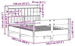 ΚΡΕΒΑΤΙ ΒΙΒΛΙΟΘΗΚΗ ΧΩΡΙΣ ΣΤΡΩΜΑ 140X200 ΕΚ ΜΑΣΙΦ ΞΥΛΟ ΠΕΥΚΟΥ 3323028