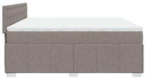 Κρεβάτι Boxspring με Στρώμα Taupe 200x200 εκ. Υφασμάτινο - Μπεζ-Γκρι