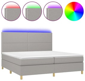 Κρεβάτι Boxspring με Στρώμα &amp; LED Αν.Γκρι 200x200εκ. Υφασμάτινο - Γκρι