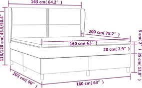 vidaXL Κρεβάτι Boxspring με Στρώμα Μαύρο 160x200 εκ. Υφασμάτινο