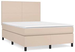 Κρεβάτι Boxspring με Στρώμα Καπουτσίνο 140x190εκ.από Συνθ.Δέρμα - Καφέ