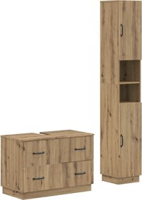 vidaXL Σετ Ντουλαπιών Μπάνιου 2 Τεμαχίων HOORN Artisan Δρυς