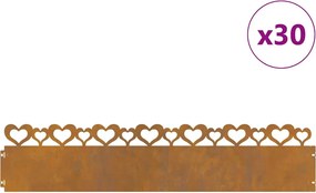 vidaXL Περιγράμματα γκαζόν 30 pcs Σκ rusty 103 x 0,05 x 22 εκ