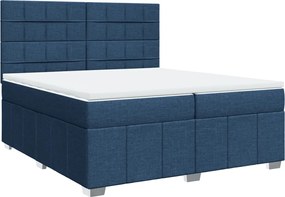 vidaXL Κρεβάτι Boxspring με Στρώμα Μπλε 200x200 εκ. Υφασμάτινο