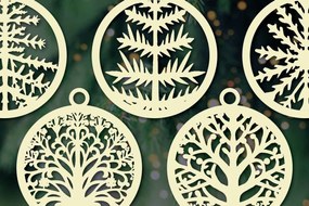 Σετ των 3 Intra απο ξύλο plywood 3mm-4mm πάχος Χριστουγεννιάτικα στολίδια Cut  Δίασταση 8x8 cm INTRAFABR-80776331