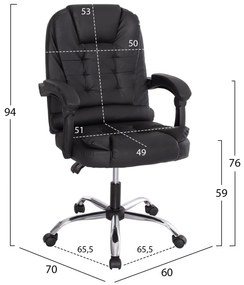 ΚΑΡΕΚΛΑ ΓΡΑΦΕΙΟΥ LAGOM  ΜΑΥΡO PVC-ΜΕΤΑΛ.ΒΑΣΗ-ΜΑΥΡΟ NYLON ΣΚΕΛΕΤΟΣ 63x51x115Υεκ