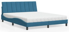 vidaXL Κρεβάτι με Στρώμα Μπλε 160 x 200 εκ. Βελούδινος