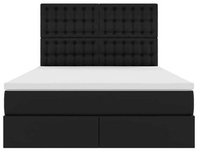 vidaXL Κρεβάτι Αποθήκης με στρώμα Μαύρο 140 x 200 cm Τεχνητό Δέρμα