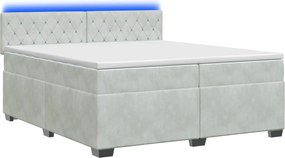 vidaXL Κρεβάτι Box Spring με Στρώμα και LED Ανοιχτό γκρι 200 x 200 cm