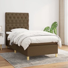 Κρεβάτι Boxspring με Στρώμα Σκούρο Καφέ 80x200 εκ. Υφασμάτινο