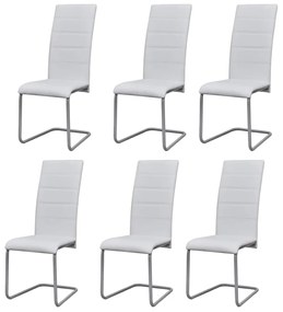 Καρέκλες Τραπεζαρίας «Πρόβολος» 6 τεμ. Λευκές Συνθετικό Δέρμα - Λευκό