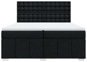 vidaXL Κρεβάτι Boxspring με Στρώμα Μαύρο 200x200 εκ. Υφασμάτινο