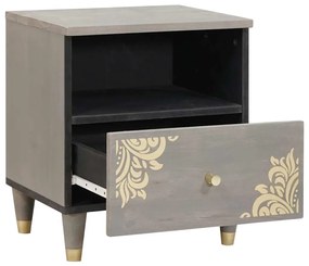 vidaXL Κομοδίνο 2 pcs Γκρι 40 x 33 x 46 εκ. Μασίφ ξύλο μάνγκο