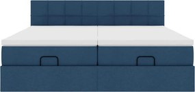 vidaXL Οθωμανικό κρεβάτι με στρώματα μπλε 160x200cm ύφασμα
