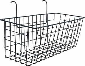 Μεταλλικό Κρεμαστο Καλάθι 38x15x20cm Άσπρο ή Μαύρο - Μαύρο