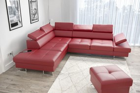 Γωνιακός καναπές Gelito LTHR-Kokkino-Αριστερή