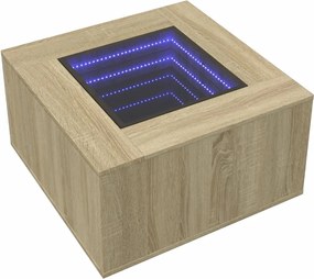 vidaXL Τραπεζάκι Σαλονιού με LED Δρυς 60x60x40 εκ. Επεξεργασμένο Ξύλο