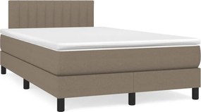 vidaXL Κρεβάτι Boxspring με Στρώμα &amp; LED Taupe 120x190 εκ. Υφασμάτινο