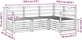 vidaXL Σετ Καναπέ 4 pcs Λευκό 185,5 x 126,5 x 73 εκ
