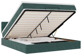 vidaXL Οθωμανικό κρεβάτι με στρώμα & LEDs Dark Green 160x200cm Velvet