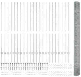 vidaXL Φράκτης  με 44 U Posts Ασημί 1.4x50 μ χάλυβα