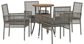 vidaXL Σέτ φαγητού για κήπο 5 pcs Γκρι συνθετικό ρατάν