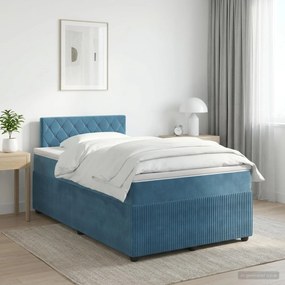 vidaXL Κρεβάτι box spring με στρώμα Μπλε 120 x 190 cm Βελούδο