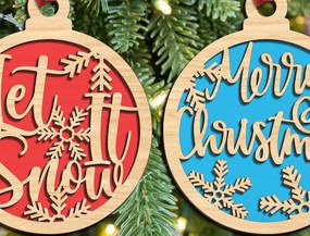 Σετ των 3 Intra απο ξύλο plywood 3mm-4mm πάχος Χριστουγεννιάτικα στολίδια Δίασταση 8x8 cm INTRAFABR-104704495