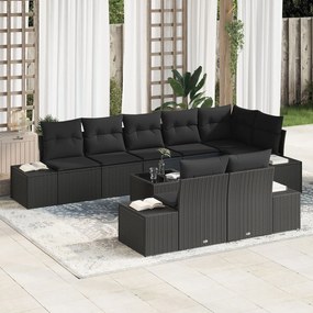 vidaXL 9 Τεμαχίων Σετ Καναπέ Κήπου με Μαξιλάρια Μπεζ Πολυ Ράταν
