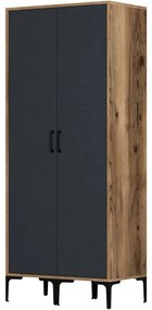 Ντουλάπα Δίφυλλη Kumsal 845HCT5444 80x47,5x201,4cm Walnut-Anthracite Δίφυλλη