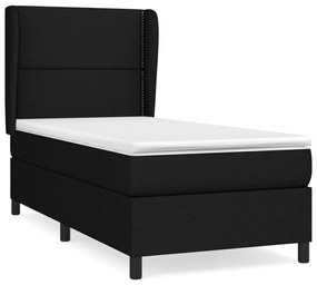 vidaXL Κρεβάτι Boxspring με Στρώμα Μαύρο 100 x 200 εκ. Υφασμάτινο