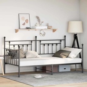 Σκελετός κρεβατιού ημέρας με κεφαλάρι Μαύρο 90 x 200 cm Ατσάλι