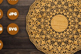 Σετ των 2 Intra απο ξύλο plywood 3mm-4mm πάχος 3D Mandala για Cricut Δίασταση 30x30 cm INTRAFABR-88167227