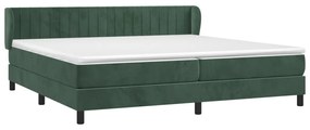 Κρεβάτι Boxspring με Στρώμα Σκούρο Πράσινο 200x200εκ. Βελούδινο - Πράσινο