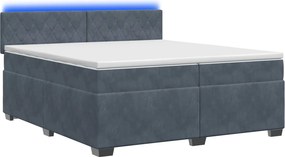 vidaXL Κρεβάτι Box Spring με Στρώμα και LED Σκούρο Γκρι 200 x 200 cm
