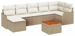 vidaXL Σετ Καναπέ Κήπου 8 pcs Μπεζ και λευκό