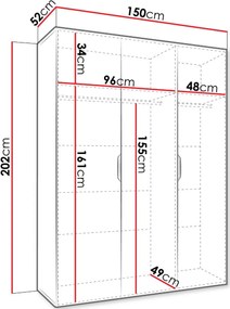 Ντουλάπα Malaga τρίφυλλη-Leuko