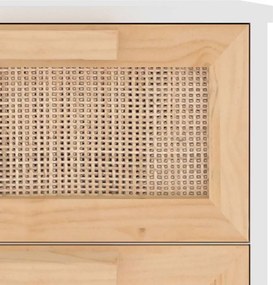 vidaXL Συρταριέρα Λευκή 40 x 30 x 90 εκ. Μασίφ Πεύκο &amp; Φυσικό Ρατάν