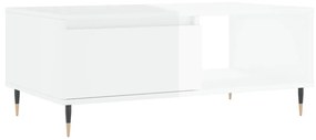 Τραπεζάκι Σαλονιού Γυαλ. Λευκό 90x50x36,5 εκ. Επεξεργ. Ξύλο - Λευκό