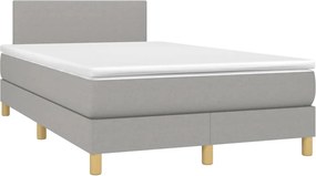 vidaXL Κρεβάτι Boxspring με Στρώμα &amp; LED Αν.Γκρι 120x190εκ. Υφασμάτινο
