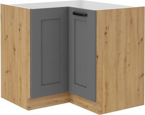 Επιδαπέδιο ντουλάπι γωνιακό Nelor 90x90 DN 2F BB-Γκρι σπέσιαλ - Φυσικό