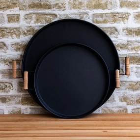 Δίσκος Σερβιρίσματος (Σετ 2Τμχ) 289ALV1106 37x37x2/51x51x3cm Black Hermia Μέταλλο