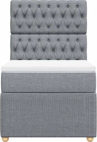 vidaXL Κρεβάτι Boxspring με Στρώμα Ανοιχτό Γκρι 100x200 εκ. Υφασμάτινο