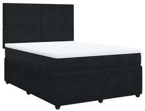 Κρεβάτι Boxspring με Στρώμα Μαύρο 140x190 εκ. Βελούδινο - Μαύρο