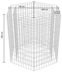 Συρματοκιβώτιο - Γλάστρα Υπερυψωμένη Εξάγωνη 100 x 90 x 100 εκ. - Ασήμι