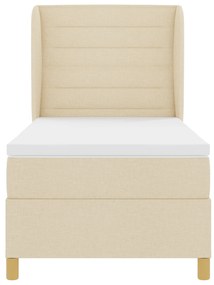 vidaXL Κρεβάτι Box Spring με Στρώμα σε Κρεμ, 100x200 cm, Υφασμάτινο