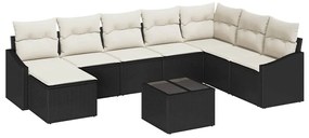 vidaXL Σέτ φαγητού για κήπο με μαξιλάρι 9 pcs Καφέ, Κρέμα