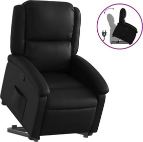 vidaXL Πολυθρόνα Μασάζ Ανακλινόμενη με Ανύψωση Μαύρη Συνθ. Δέρμα