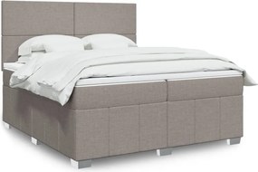 vidaXL Κρεβάτι Boxspring με Στρώμα Taupe 200x200 εκ. Υφασμάτινο