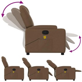 vidaXL Πολυθρόνα Μασάζ Ανακλινόμενη Καφέ Υφασμάτινη